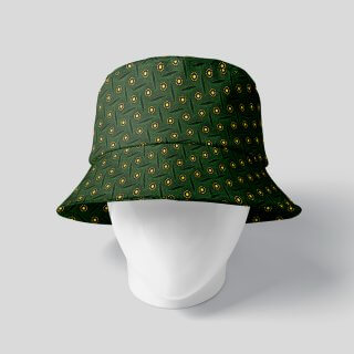 Menshwe Shweshwe Bucket Hat Green Sotho